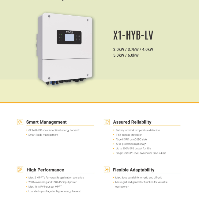 Inverter Hybrid SolaX 5KW 1 pha X1-HYB LV | Biến tần lưu trữ SolaX 5KW 1 pha X1-HYB LV