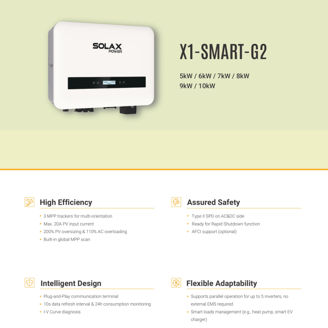 Inverter SolaX X1-SMART G2 5kW|Biến tần hòa lưới SolaX 5kW X1-SMART G2