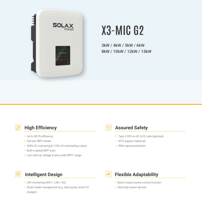 Inverter SolaX X3-MIC G2 10kW 3 Pha | Biến tần hòa lưới 3 pha SolaX 10kW X3-MIC G2 