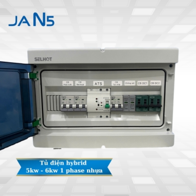 Tủ Điện Hybrid 5kW - 6kW 1 Phase Nhựa Năng Lượng Mặt Trời