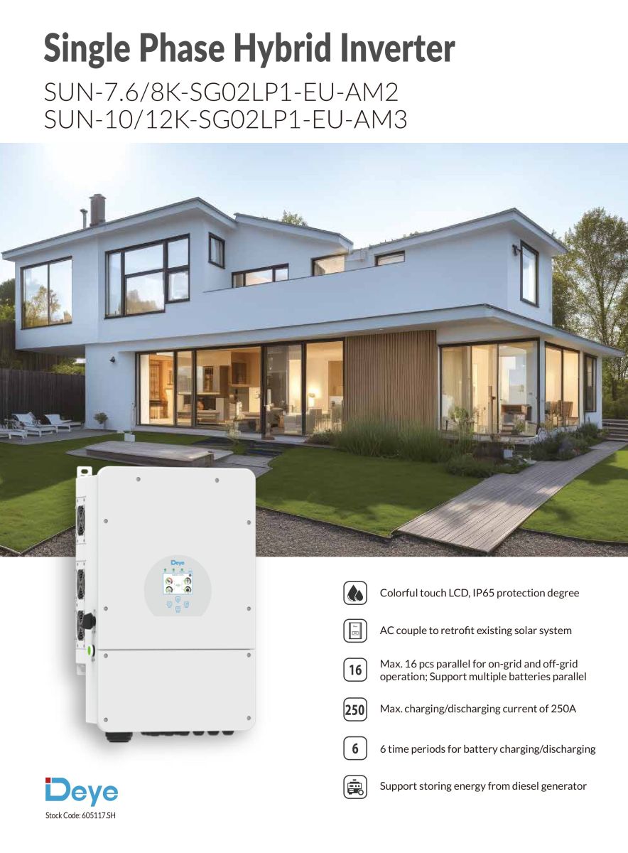 Thông số kỹ thuật inverter Hybrid Deye 12kW 1 pha