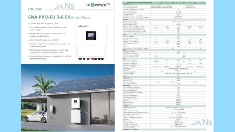thông số kỹ thuật Inverter Hybird Luxpower SNA PRO 6.5K