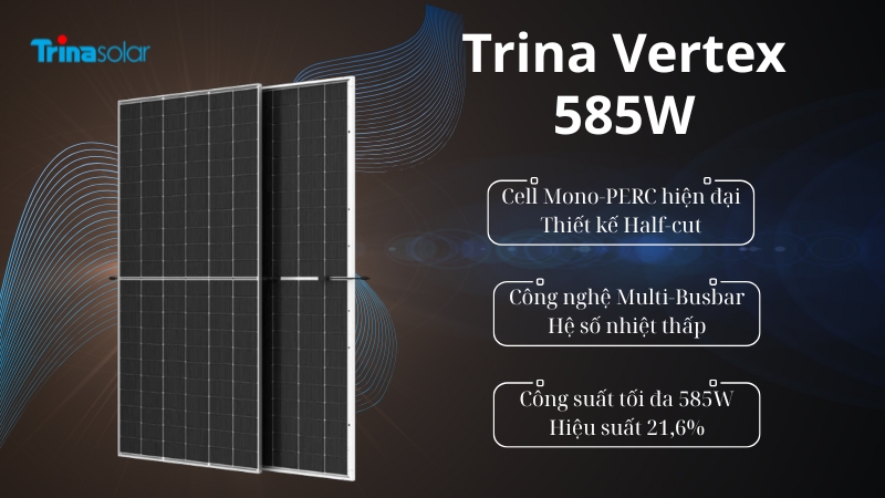Công nghệ nổi bật của tấm pin Trina Vertex 585W
