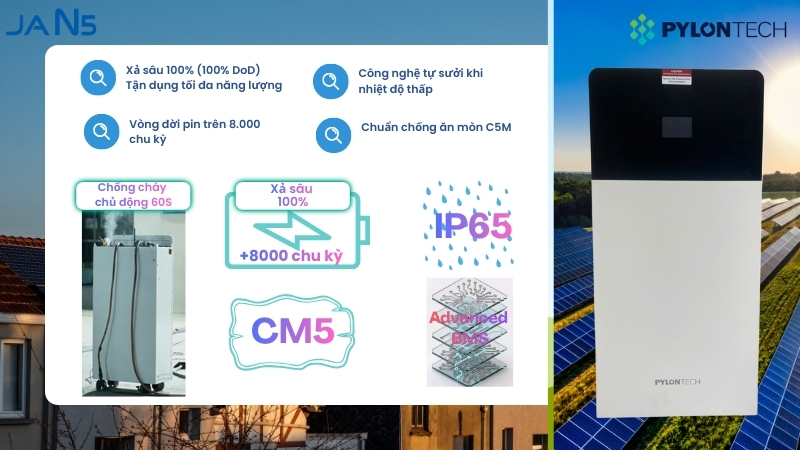 Công nghệ nổi bật của Pin Lưu Trữ Áp Thấp Pylontech 16kWh